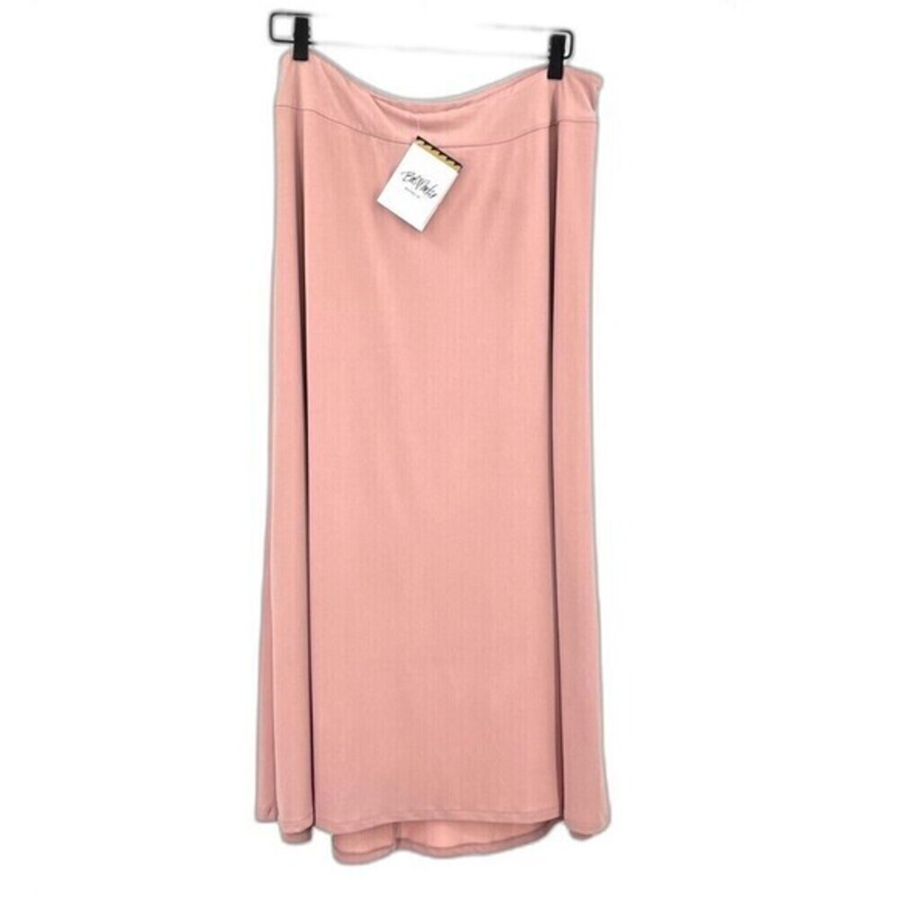 Bob Mackie‎ Wearable Art Midi A-Line Skirt Pull-On Pink Size L Lined Jersey Knit